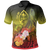 Guam Polo Shirt Humpback Whale with Tropical Flowers (Yellow) Unisex Yellow - Polynesian Pride