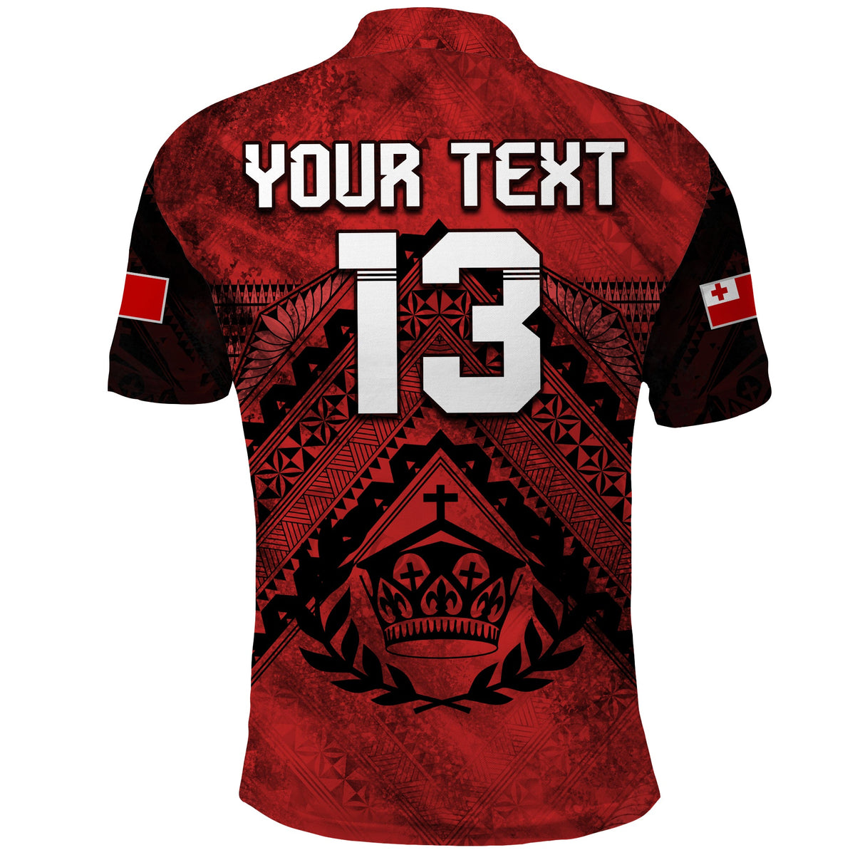 (Custom Text and Number) Tonga Rugby MMT Polo Shirt Ngatu Mate Maa Tonga Grunge LT13 - Polynesian Pride