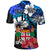(Custom Text and Number) Fiji Tie Dye Polo Shirt Polynesian Blue Tribal Creative Tropical Flowers LT13 - Polynesian Pride