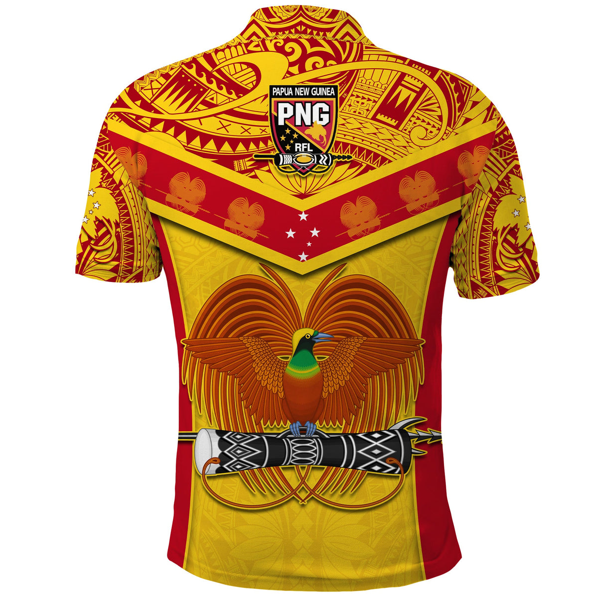 Papua New Guinea Rugby Polo Shirt PNG Kumuls Bird Of Paradise Yellow LT14 - Polynesian Pride