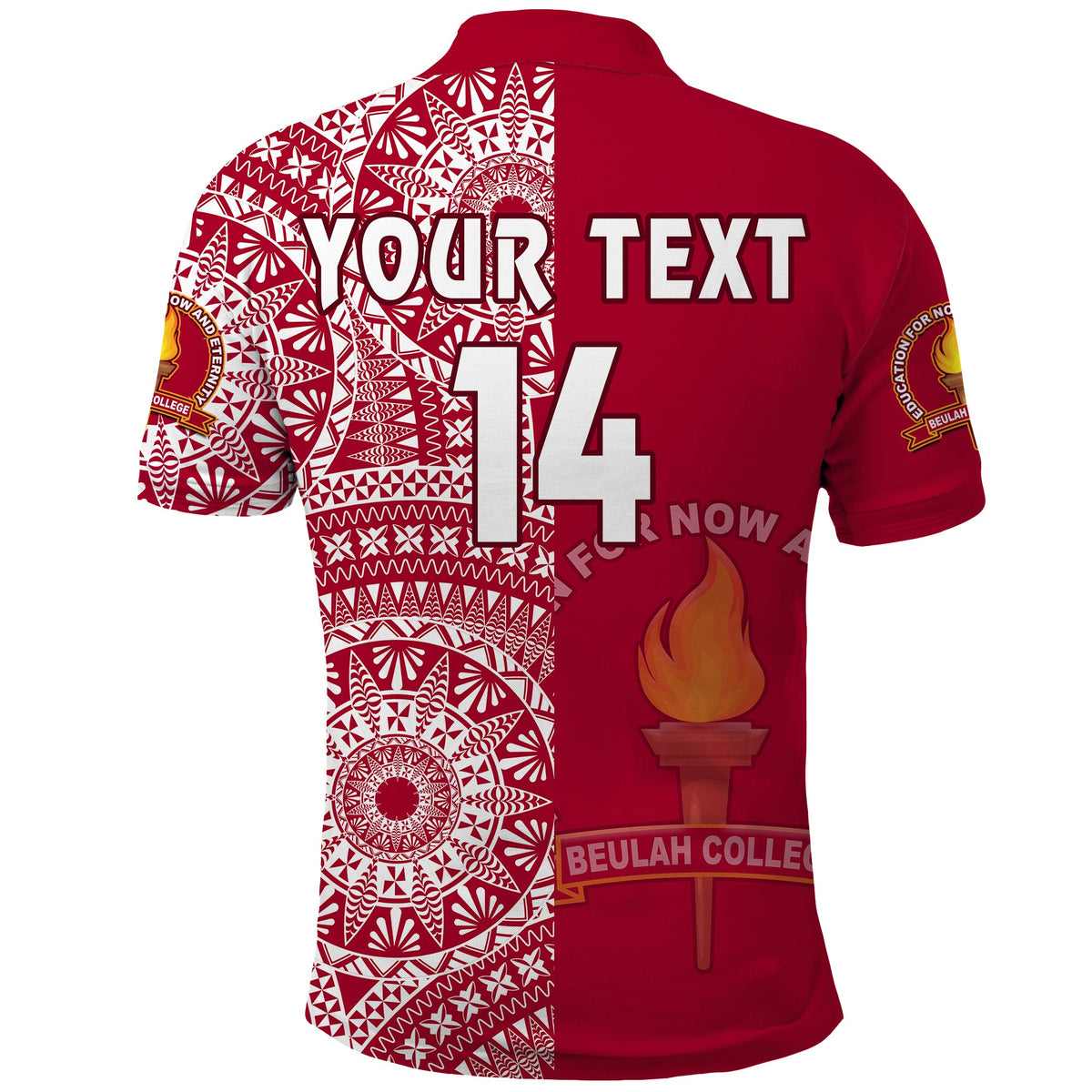 (Custom Text and Number) Beulah Tonga College Polo Shirt Class Of Year Tongan Ngatu Pattern LT14 - Polynesian Pride