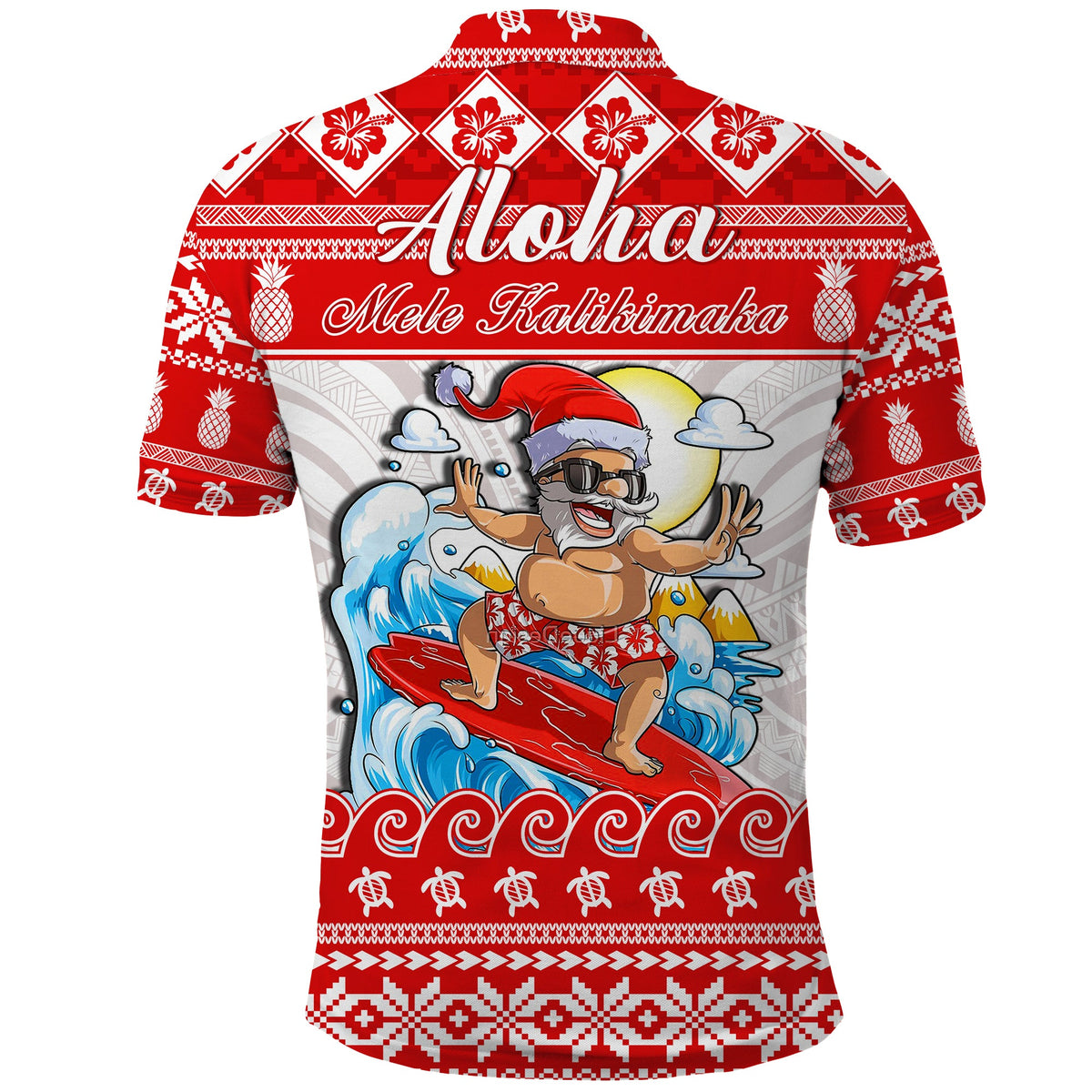 Custom Hawaii Christmas Polo Shirt Surfing Santa Mele Kalikimaka Polynesian LT14 - Polynesian Pride