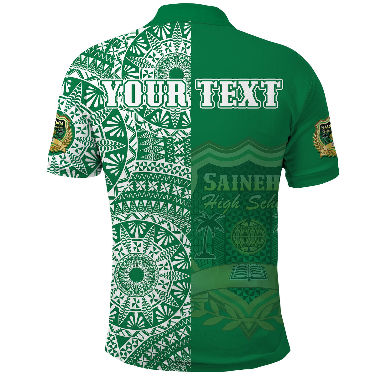 Custom Tonga Saineha High School Polo Shirt Tongan Ngatu Pattern LT14 - Polynesian Pride