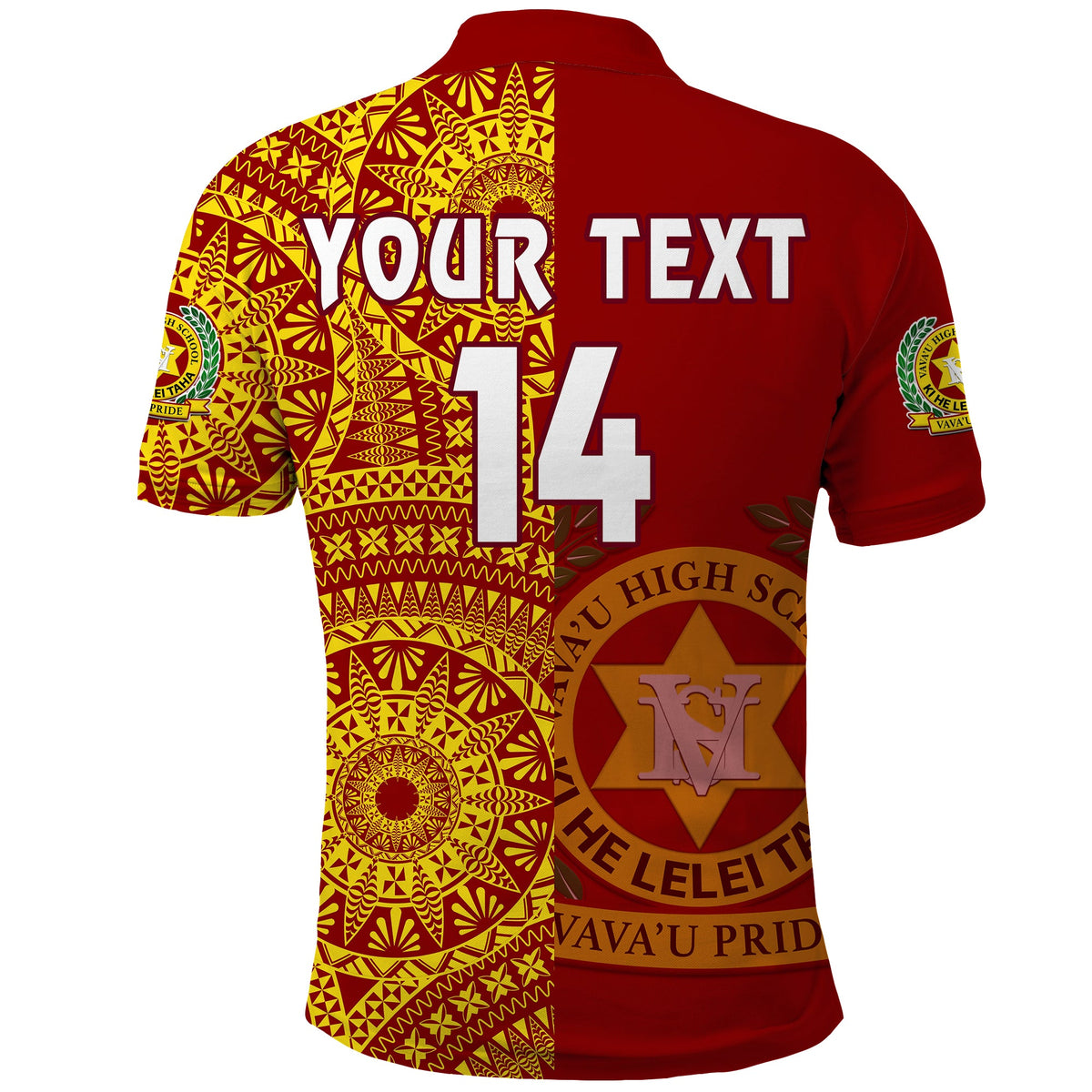 (Custom Text and Number) Tonga Vavau High School Polo Shirt Class Of Year Tongan Ngatu Pattern LT14 - Polynesian Pride