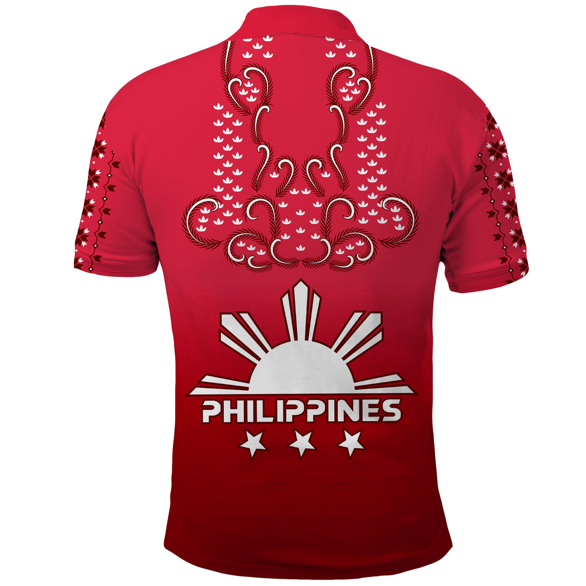 Philippines Polo Shirt Sun Filipino Red Barong LT13 - Polynesian Pride