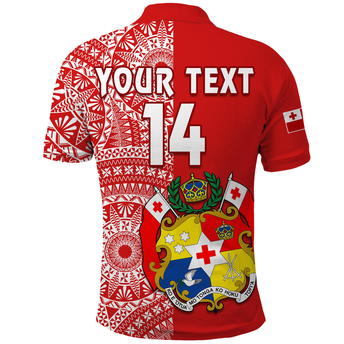 (Custom Text and Number) Tonga Polo Shirt Tongan Coat Of Arms Ngatu Pattern LT14 - Polynesian Pride
