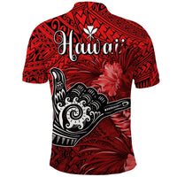 The Shaka Hawaii Polo Shirt Tropical Flowers Red Version LT13 - Polynesian Pride