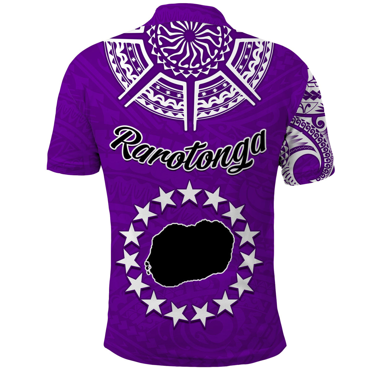 Rarotonga Cook Islands Polo Shirt Turtle and Map Style Purple LT13 - Polynesian Pride