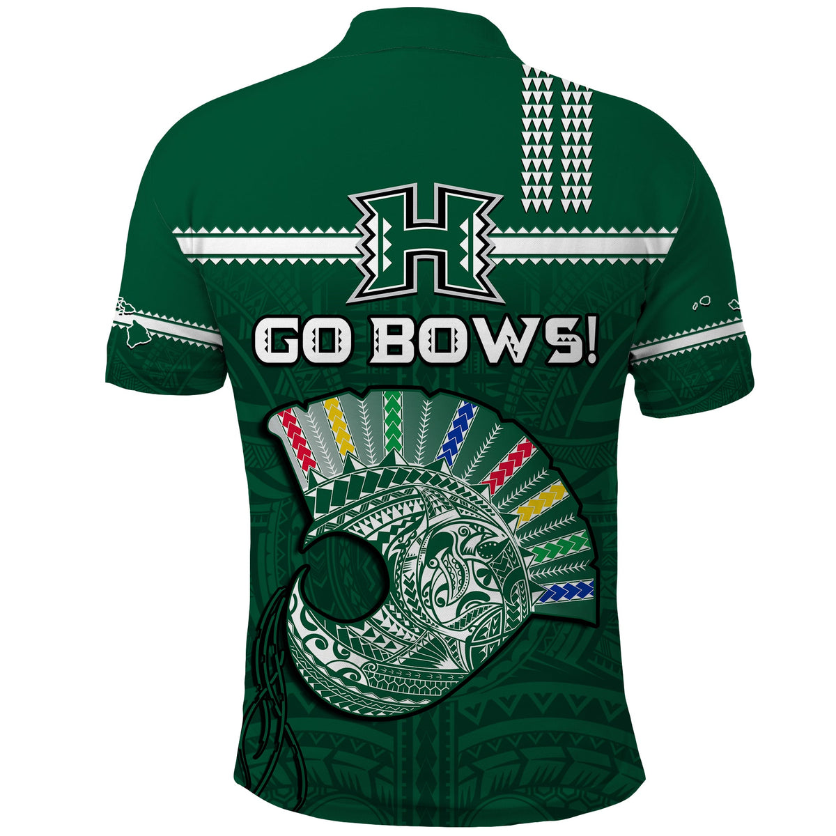 Hawaii Football Polo Shirt Kakau Rainbow Warriors Helmet Go Bows LT14 - Polynesian Pride