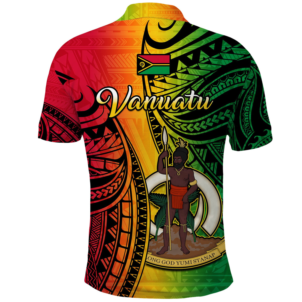 Custom Vanuatu Polo Shirt Luganville Polynesian Reggae Coat Of Arms LT14 - Polynesian Pride