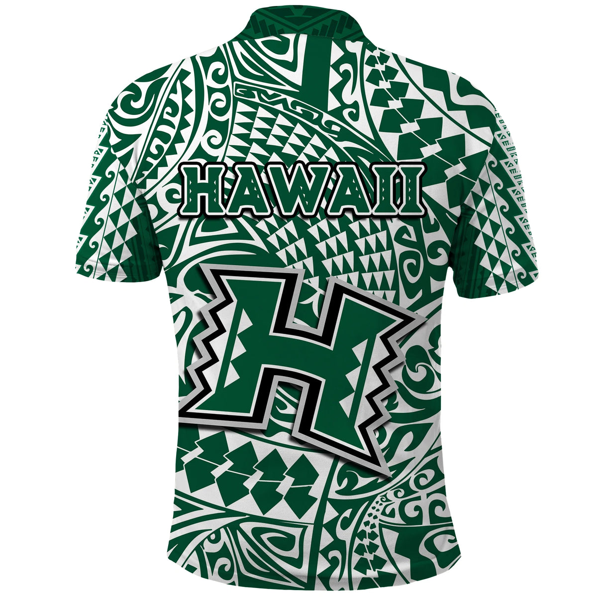 Hawaii Football Polo Shirt Rainbow Warriors Tribal Kakau LT14 - Polynesian Pride