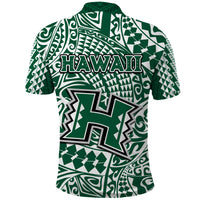 Hawaii Football Polo Shirt Rainbow Warriors Tribal Kakau LT14 - Polynesian Pride