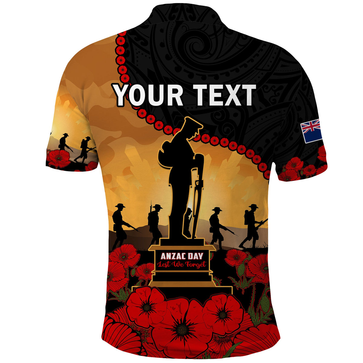 Custom New Zealand ANZAC Polo Shirt Maori Camouflage Mix Poppies We Will Remember Them LT14 - Polynesian Pride