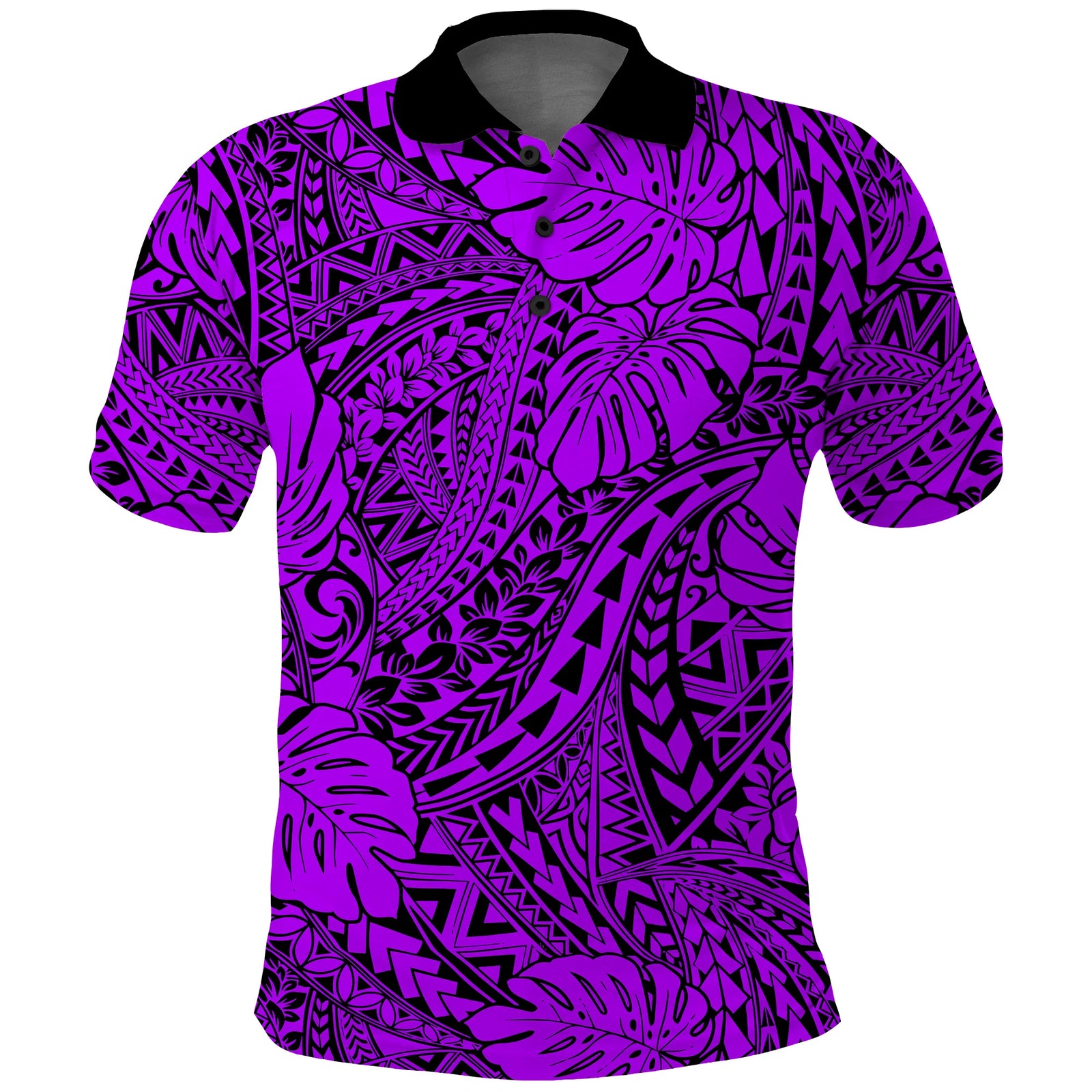 Custom Hawaii Polo Shirt Polynesian Tribal Art Ver.03 LT14 Purple - Polynesian Pride