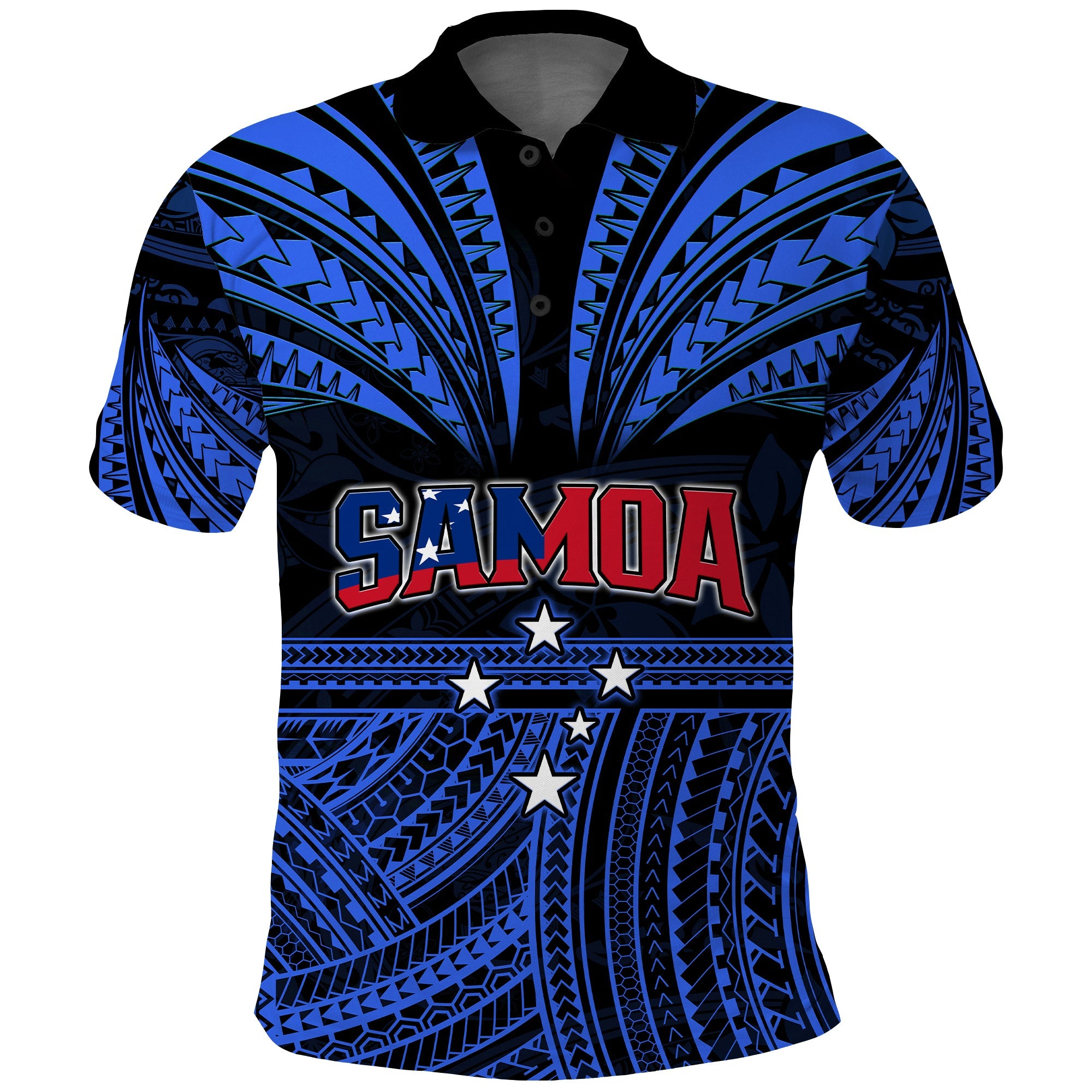 Custom Samoa Tatau Polo Shirt Blue Polynesian Proud Samoan LT13 Blue - Polynesian Pride