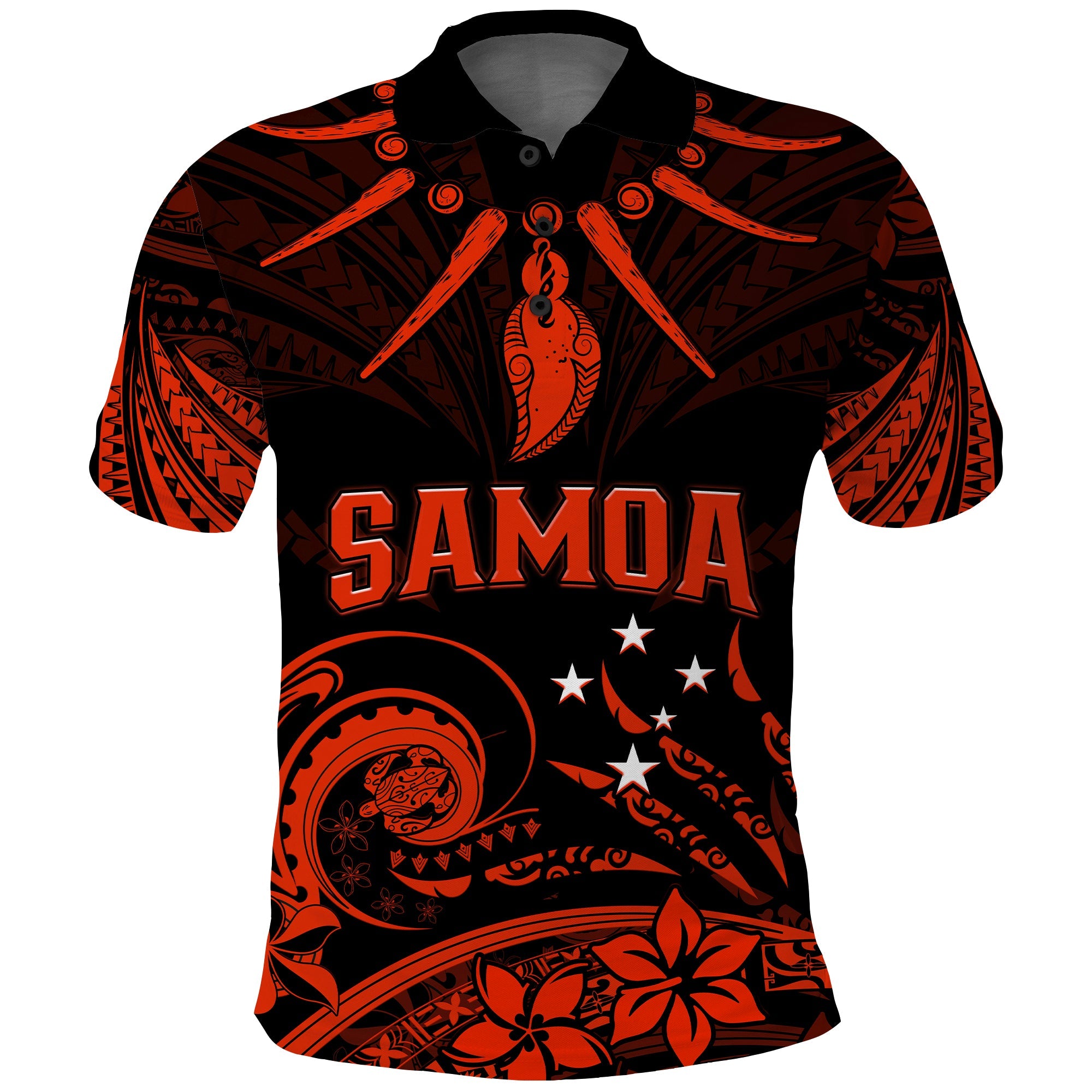 Custom Samoa Tatau Polo Shirt Red Polynesian Ula Nifo LT13 Red - Polynesian Pride