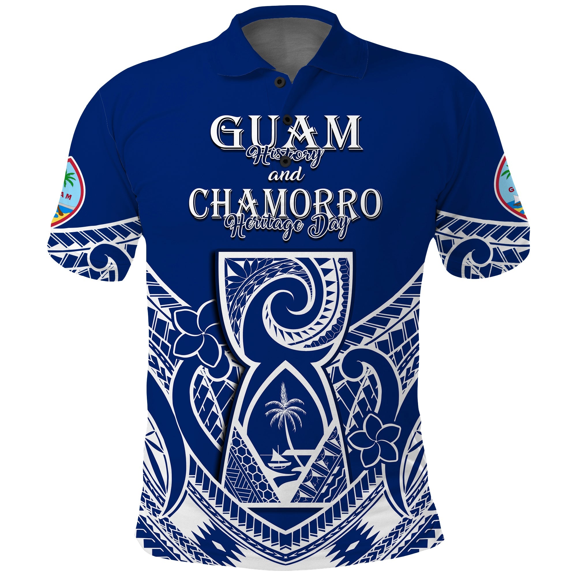 Custom Guam History and Chamorro Heritage Day Polo Shirt Latte Stone Polynesian LT14 Blue - Polynesian Pride