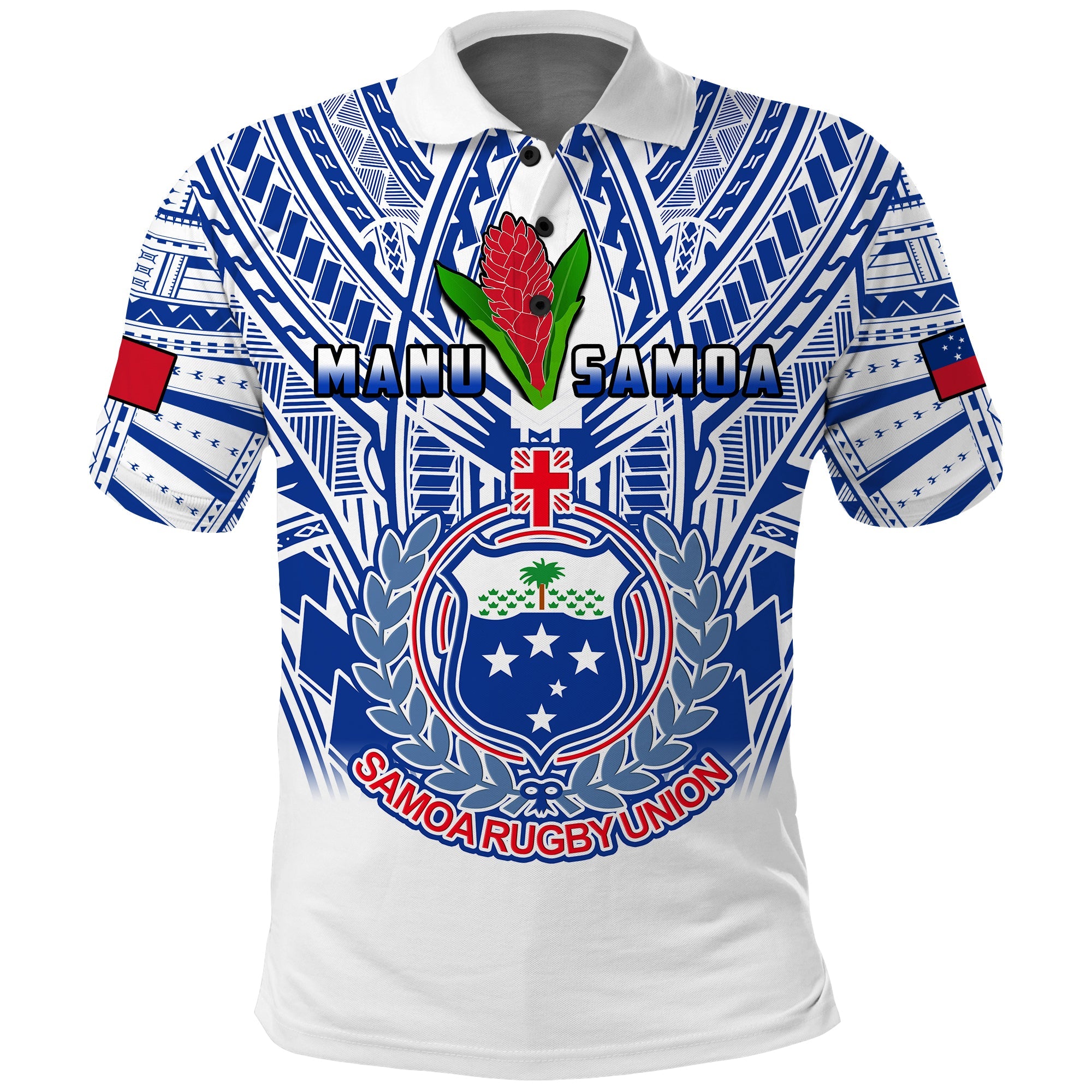 Samoa Rugby Polo Shirt Manu Samoa 7s Ginger White Polynesian LT14 White - Polynesian Pride