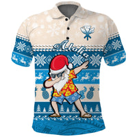 Custom Hawaii Mele Kalikimaka Polo Shirt Dabbing Santa Blue Merry Christmas LT14 Blue - Polynesian Pride