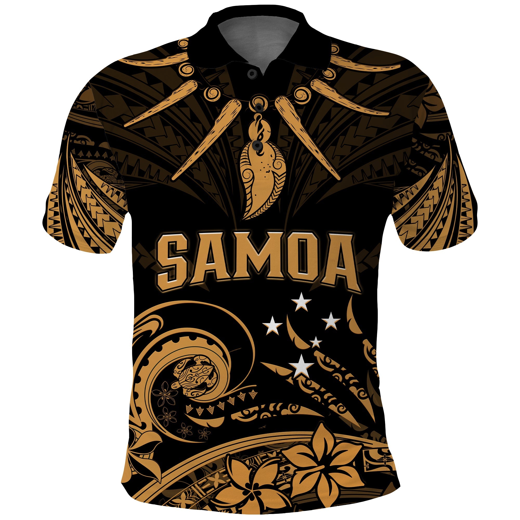 Custom Samoa Tatau Polo Shirt Gold Polynesian Ula Nifo LT13 Gold - Polynesian Pride