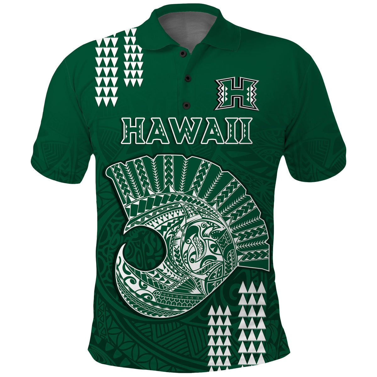 (Custom Text and Number) Hawaii Football Polo Shirt Kakau Rainbow Warriors Helmet LT14 - Polynesian Pride