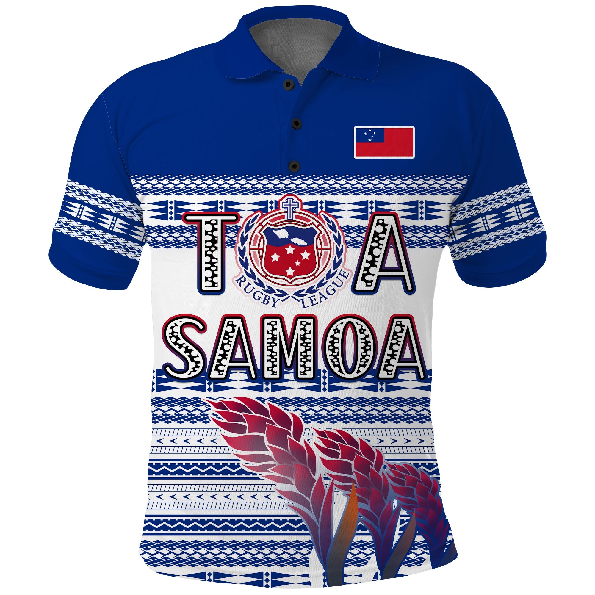 Toa Samoa Rugby Polo Shirt Uso Aso Uma Go Champions White LT13 White - Polynesian Pride