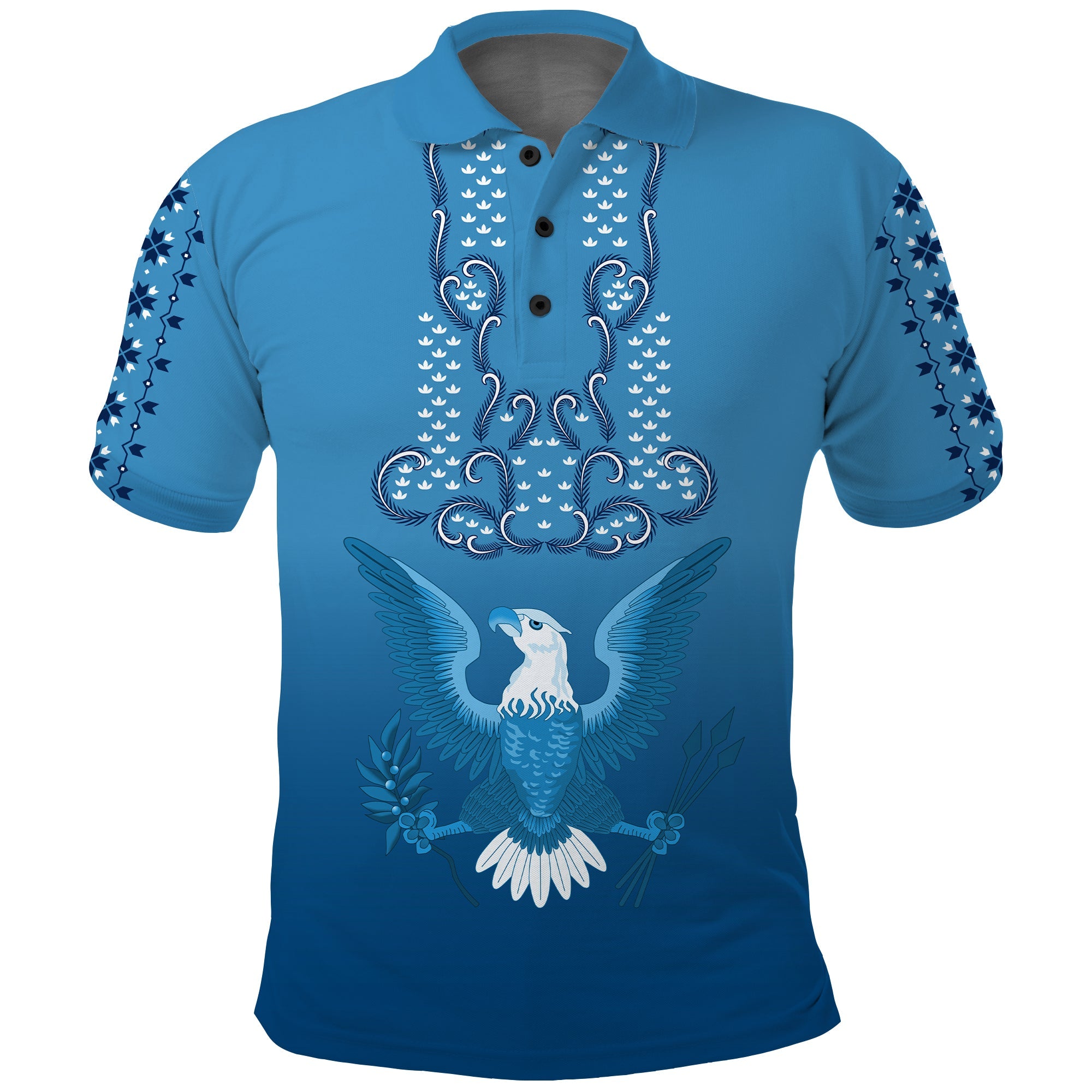 Philippines Polo Shirt Sun Filipino Blue Barong LT13 Blue - Polynesian Pride