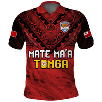 (Custom Text and Number) Tonga Rugby MMT Polo Shirt Ngatu Mate Maa Tonga Grunge LT13 - Polynesian Pride