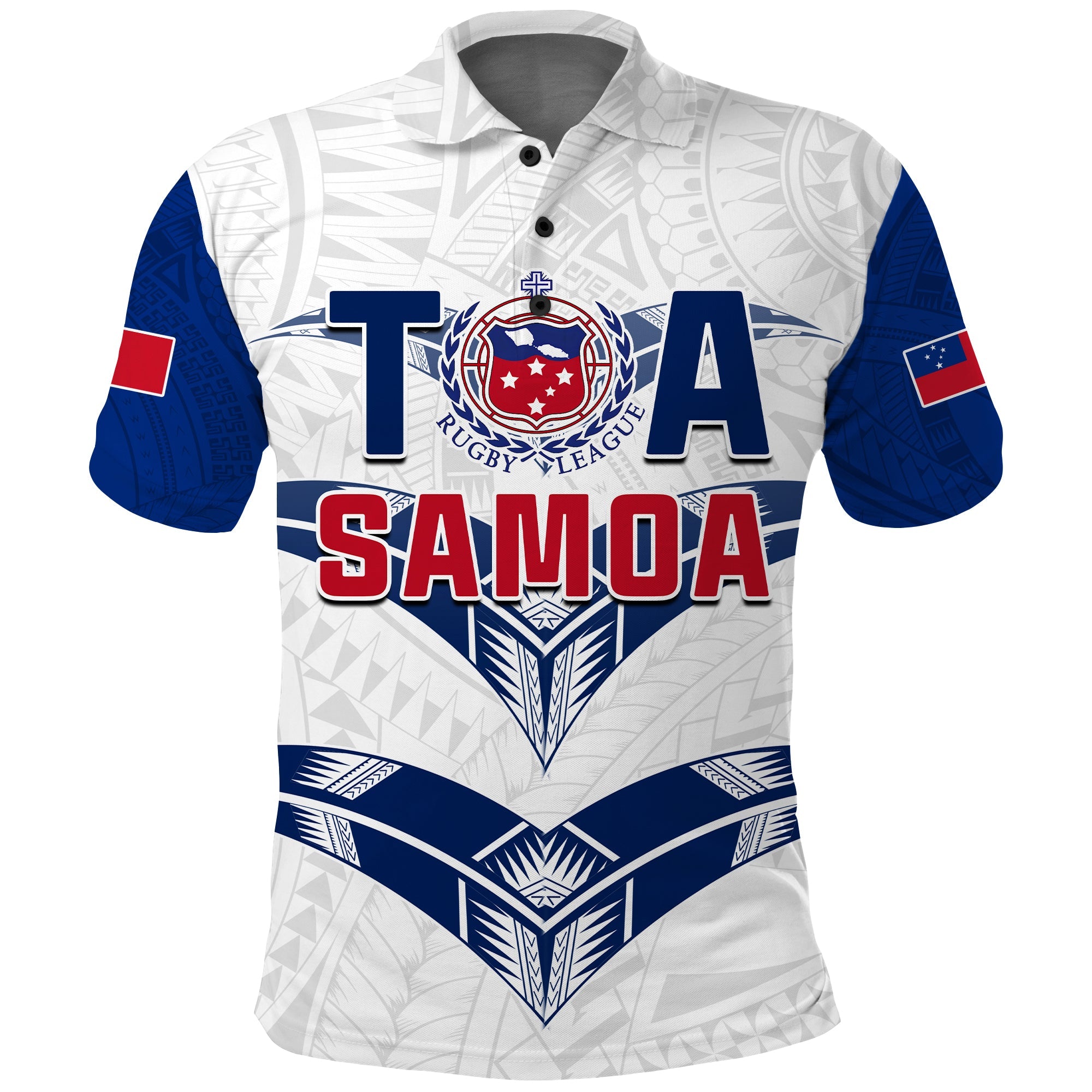 Toa Samoa Rugby Polo Shirt Siamupini Proud White LT13 White - Polynesian Pride