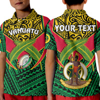 Custom Vanuatu Rugby Polo Shirt KID Coat Of Arms Polynesian Pattern LT14 Kid Green - Polynesian Pride
