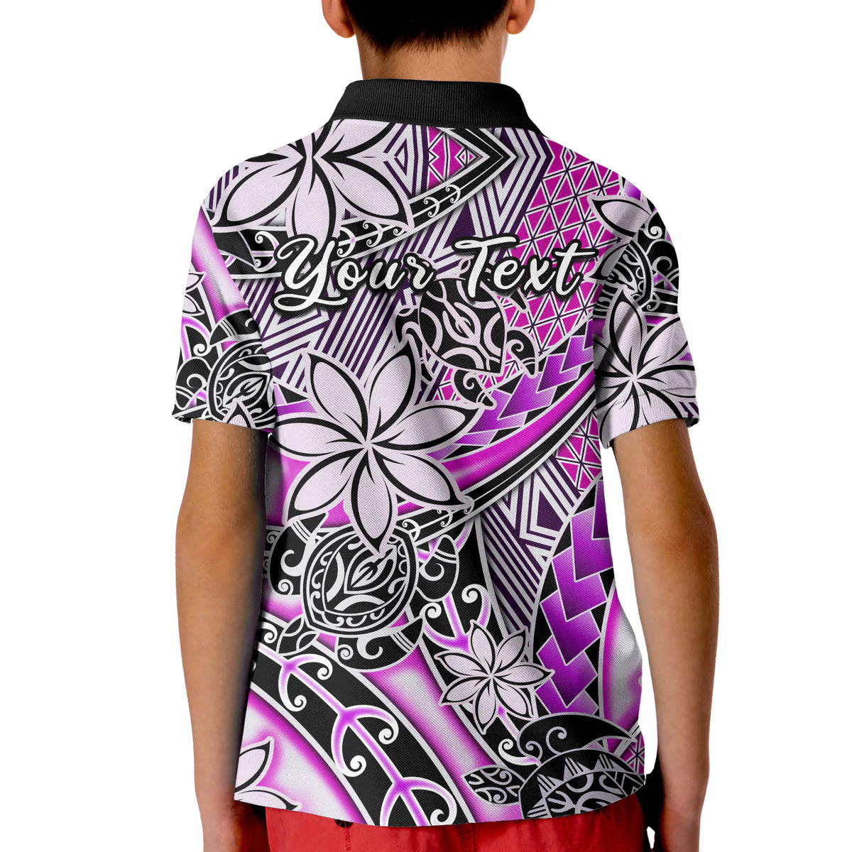 (Custom Personalised) Hawaii Polo Shirt KID Tribal Plumeria With Polynesian Turtle Ver.02 LT14 - Polynesian Pride