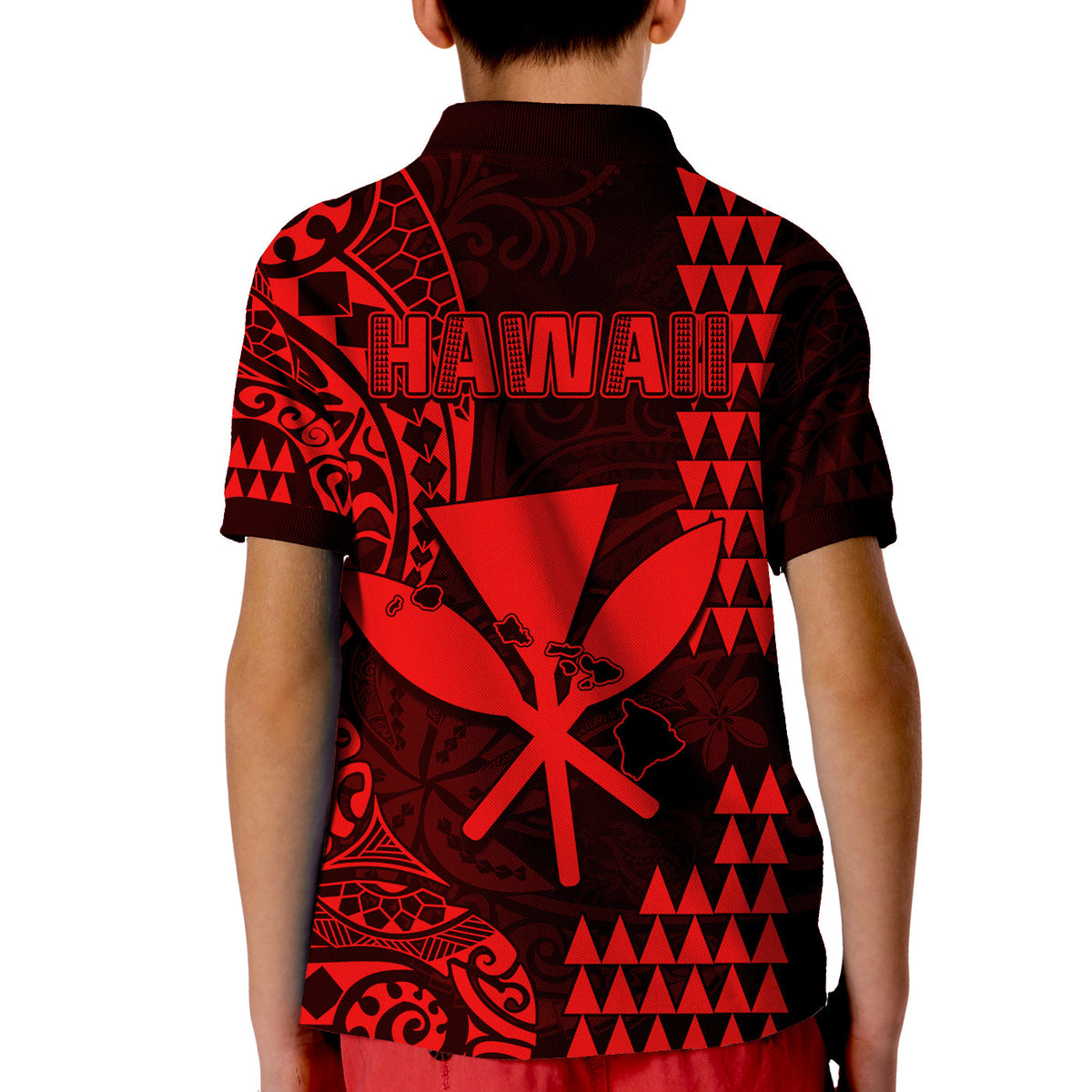 Hawaii Day Kakau Polo Shirt KID Proud To Be Hawaiian Red King Kamehameha and Kanaka Maoli LT13 - Polynesian Pride