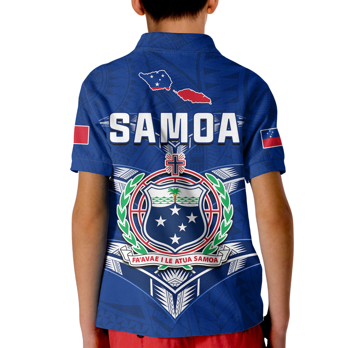 Toa Samoa Rugby Polo Shirt KID Siamupini Proud Blue LT13 - Polynesian Pride
