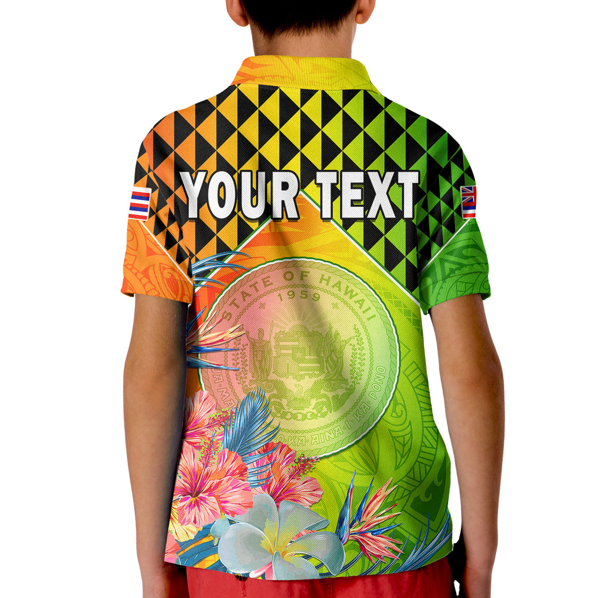 (Custom Personalised) Happy Hawaii Fathers Day Polo Shirt KID Hawaiian Tribal Kanaka Maoli Hibiscus LT14 - Polynesian Pride