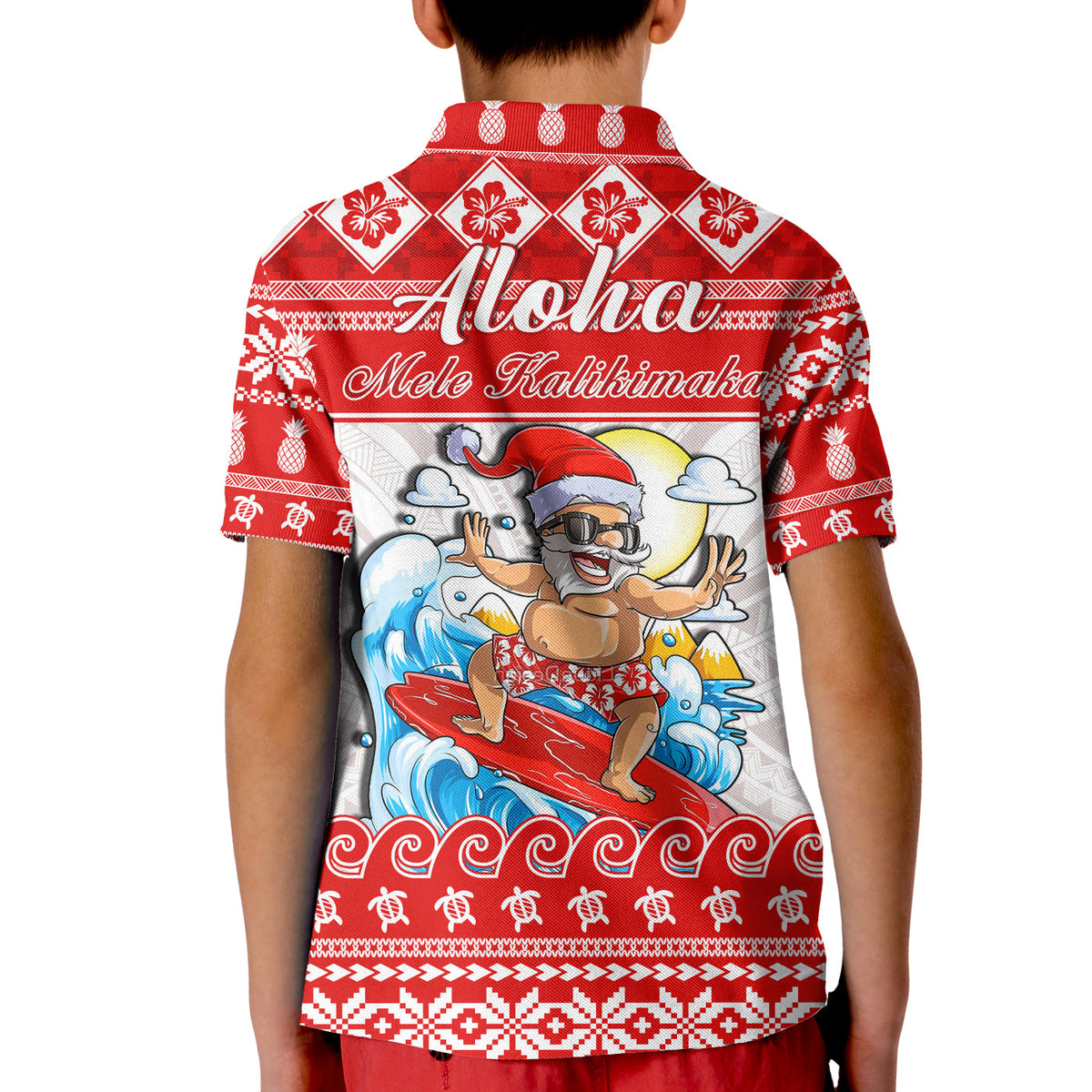 Custom Hawaii Christmas Polo Shirt Surfing Santa Mele Kalikimaka Polynesian LT14 - Polynesian Pride