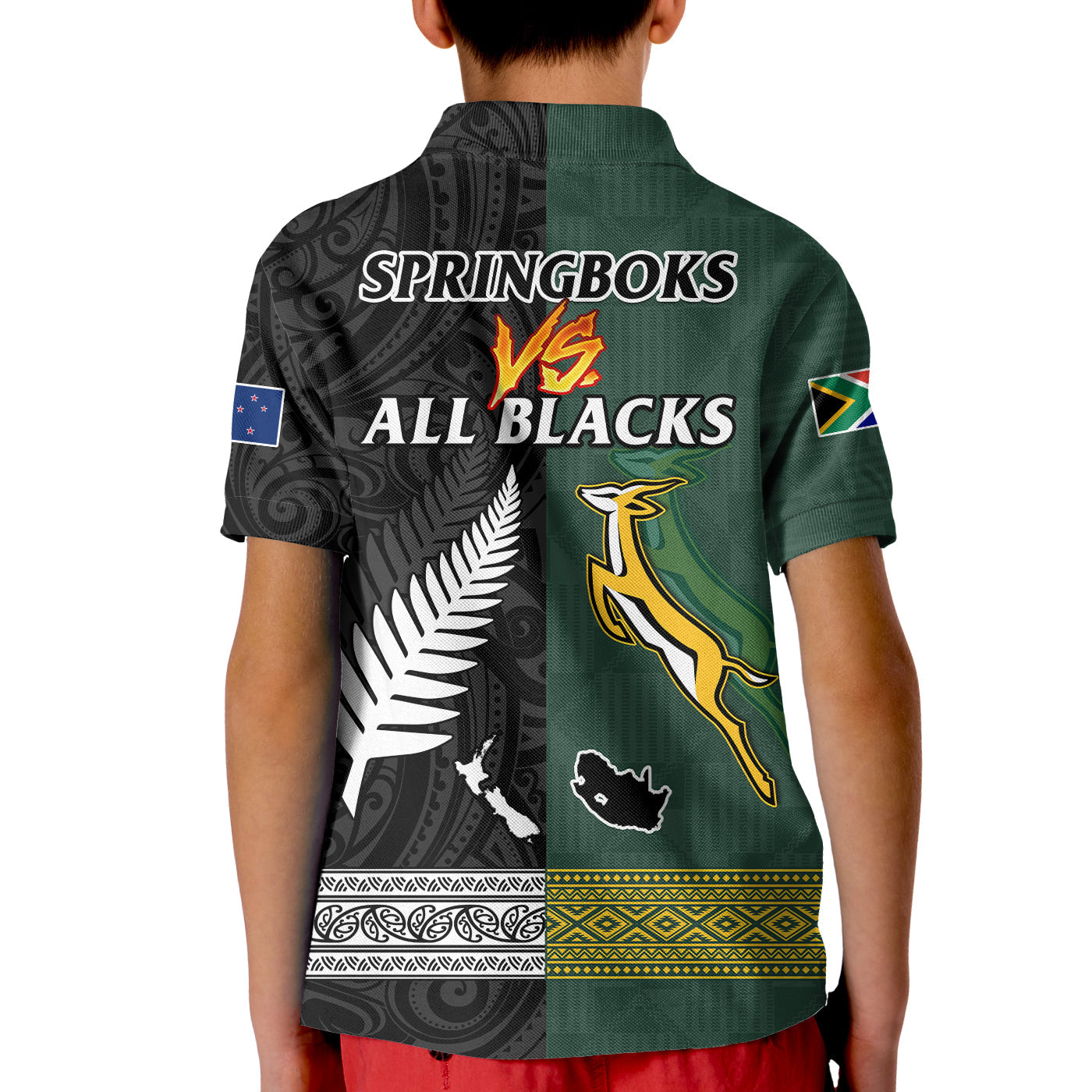 South Africa Protea and New Zealand Fern Polo Shirt Rugby Go Springboks vs All Black LT13 - Polynesian Pride