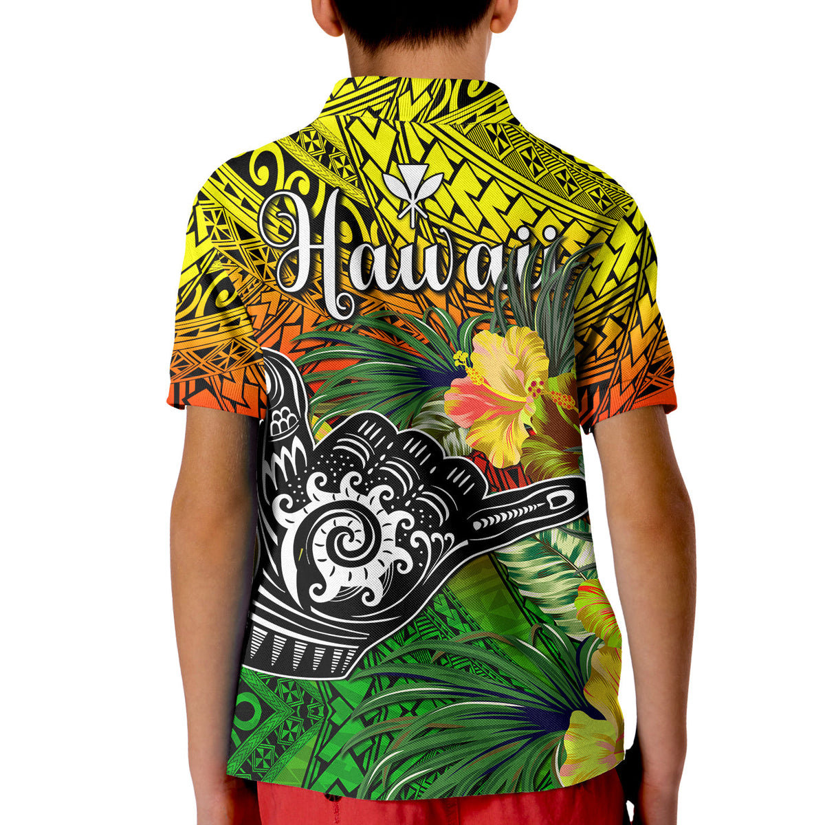 The Shaka Hawaii Polo Shirt Tropical Flowers Reggae Version LT13 - Polynesian Pride