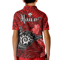 The Shaka Hawaii Polo Shirt KID Tropical Flowers Red Version LT13 - Polynesian Pride