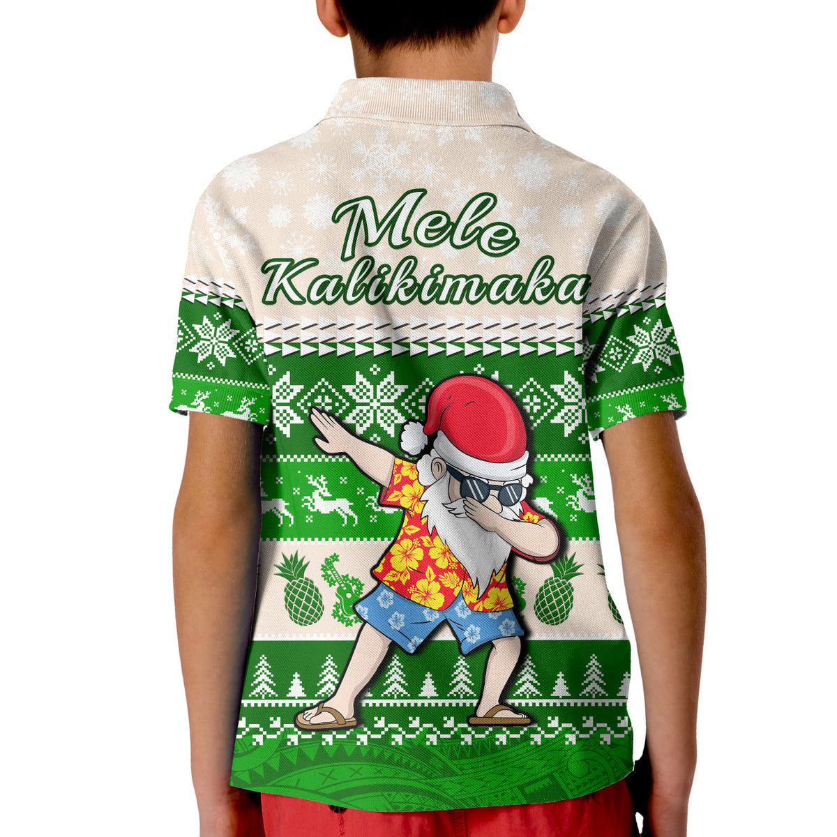 Hawaii Mele Kalikimaka Polo Shirt Dabbing Santa Green Merry Christmas LT14 - Polynesian Pride