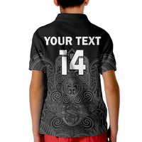 (Custom Text And Number) New Zealand Tiki Rugby Polo Shirt KID NZ Maori Koru Pattern Ver.01 LT14 - Polynesian Pride