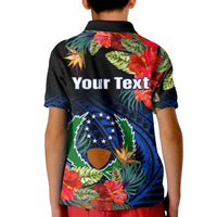 (Custom Personalised) Pohnpei State Polo Shirt KID FSM Hibiscus Flowers Mix Polynesian LT14 - Polynesian Pride