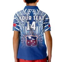 (Custom Text And Number) Samoa Rugby Polo Shirt KID Personalise Toa Samoa Polynesian Pacific Navy Version LT14 - Polynesian Pride