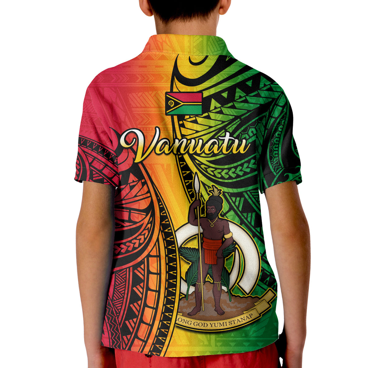 Vanuatu Polo Shirt Luganville Polynesian Reggae Coat Of Arms LT14 - Polynesian Pride