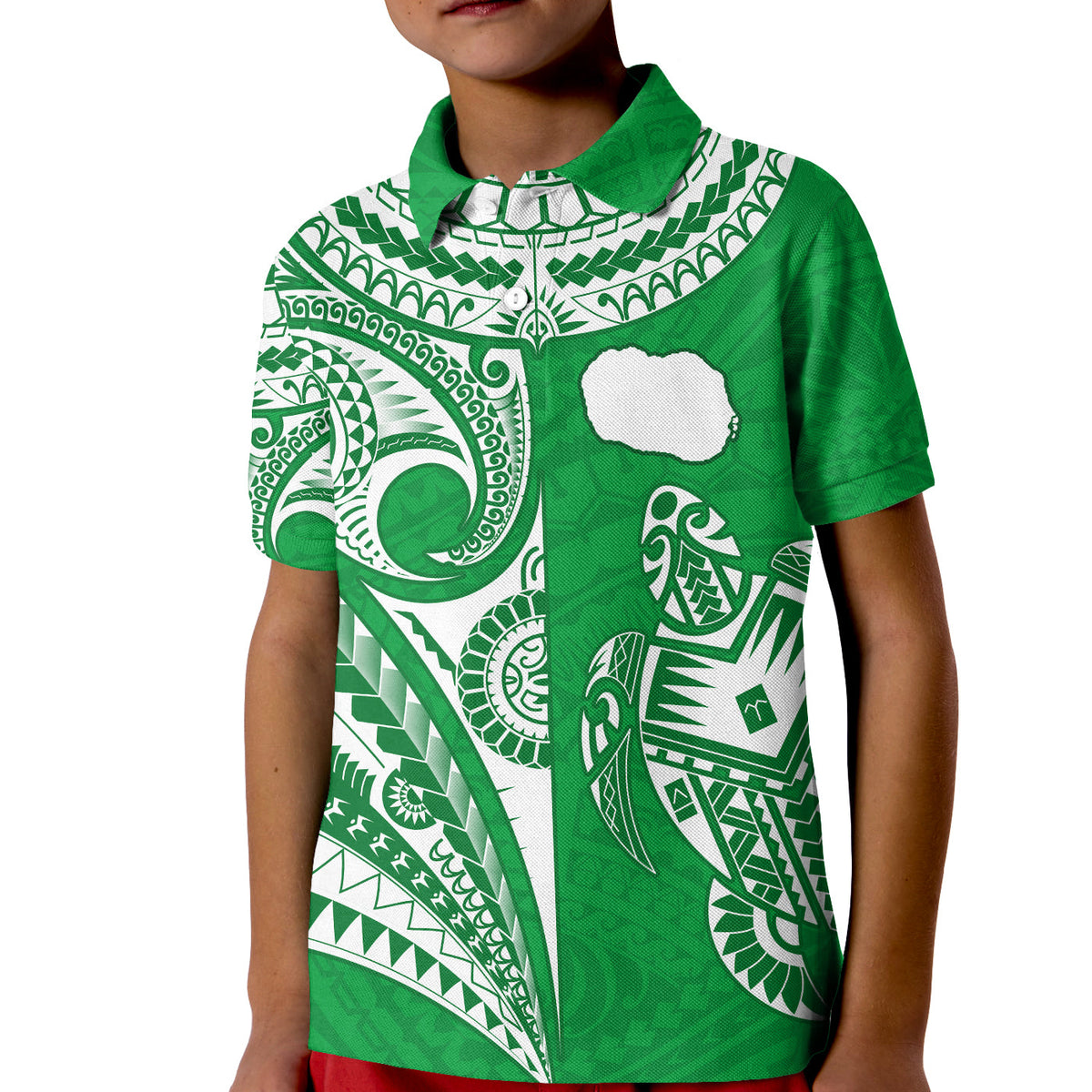 (Custom Text and Number) Rarotonga Cook Islands Polo Shirt Turtle and Map Style Green LT13 - Polynesian Pride