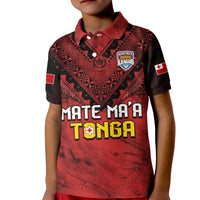 Tonga Rugby MMT Polo Shirt KID Ngatu Mate Maa Tonga Grunge LT13 Kid Red - Polynesian Pride