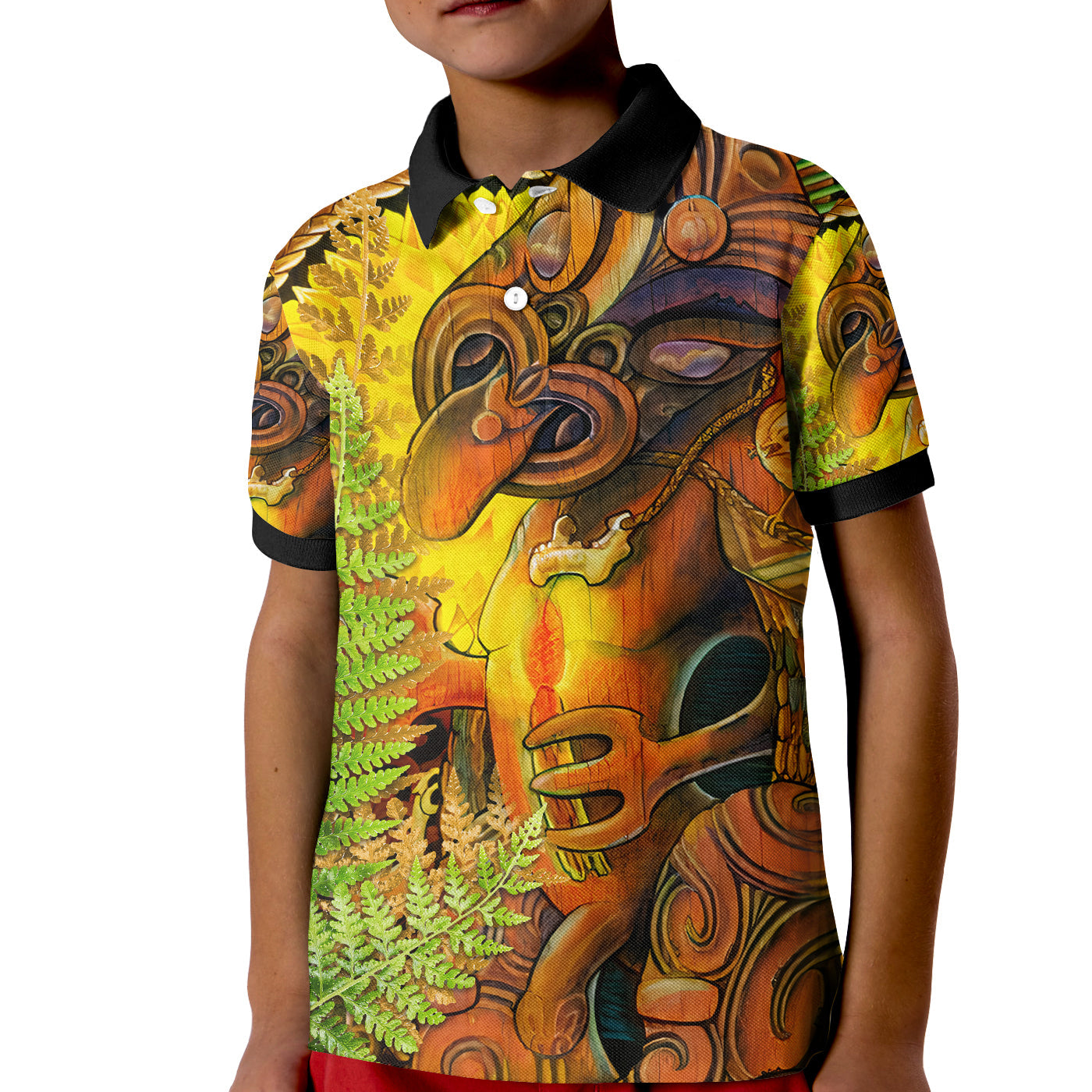 (Custom Personalised) Hei Tiki Maori Polo Shirt KID Fern Aotearoa Ta Moko Sun LT13 Kid Art - Polynesian Pride