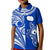 (Custom Text and Number) Rarotonga Cook Islands Polo Shirt KID Turtle and Map Style Blue LT13 - Polynesian Pride