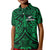 (Custom Text and Number) New Zealand Silver Fern Rugby Polo Shirt KID All Black Green NZ Maori Pattern LT13 Kid Green - Polynesian Pride