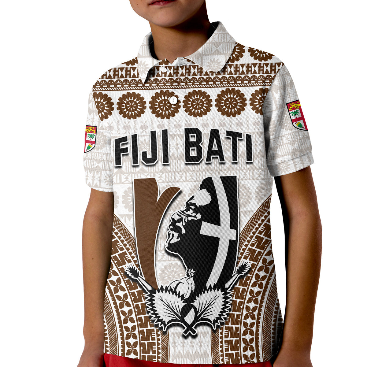 Custom Text and Number Fiji Rugby Bati Polo Shirt Proud Tapa Pattern LT13 - Polynesian Pride