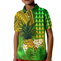 (Custom Personalised) Hawaii Pineapple Polo Shirt KID Plumeria Frangipani Mix Tribal Pattern LT13 - Polynesian Pride